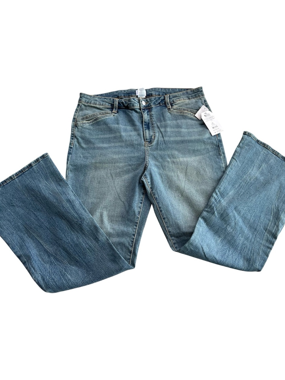 Time and thu Classic High-Rise Flare Jeans - Light Blue - Picture 3 of 6